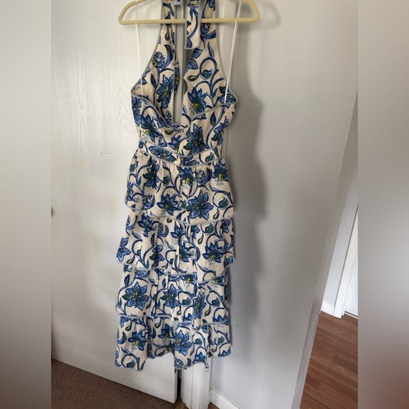 Hunter Bell Berkley Crisscross Halter Tiered Ruffle Midi Dress - Picture 6 of 9